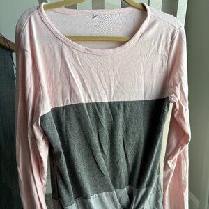 Long sleeve pink with grey colorblock tunic